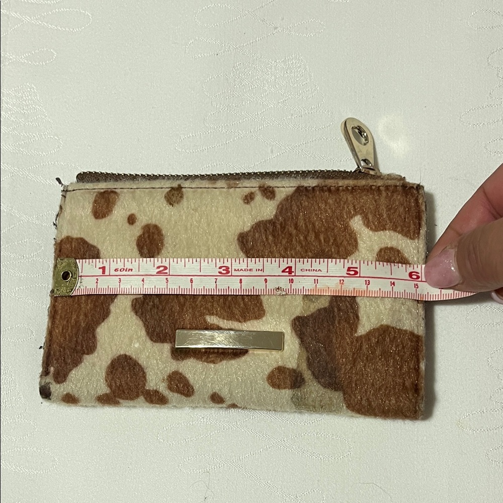 Cow Print Wallet in Brown and Cream - Picture 13 of 14